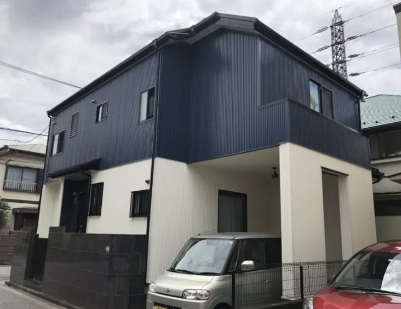 ネイビー・ホワイトの縦ラインがモダンかっこいい！ 外壁塗装のツートンカラー 日進市 ：施工事例名古屋市で外壁 塗装、屋根塗装なら東海工芸施工実績8000棟