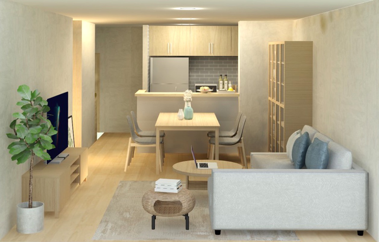 賃貸 リビングにベビースペースのある10畳LDKレイアウトNatsuhana Living