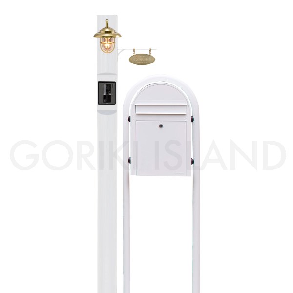 門柱 おしゃれ 外構 ポール単体+有料オプションで選べるポスト YKK シンプレオ ポストユニット 1型 選べるポスト 照明有 機能門柱