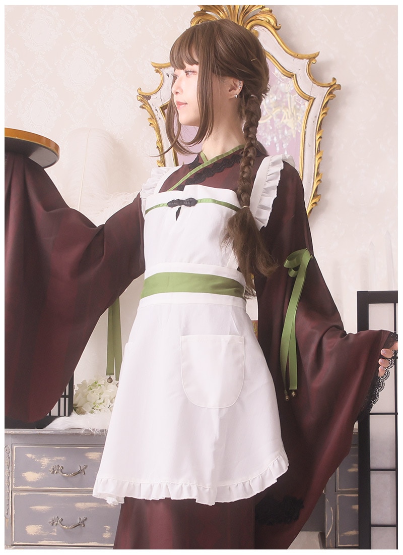 メイド服 和風ロリィタ セーラー風 ワンピース エプロン リボン付き 姫袖 コンカフェ メイドカフェ衣装ロリータファッション通販SEASONZ〜アイドル衣装からロリィタまで揃うお店～