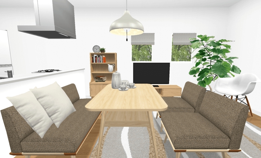 カウンターキッチンのある10畳LDKレイアウト実例CLAS