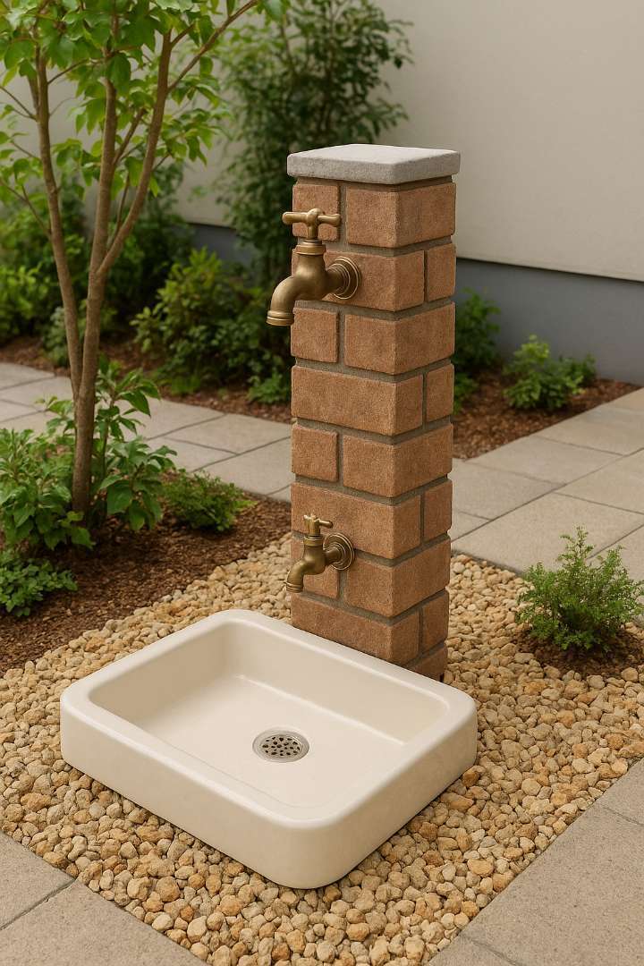 洗い物がしやすい 大きな水受け皿と２口立水栓