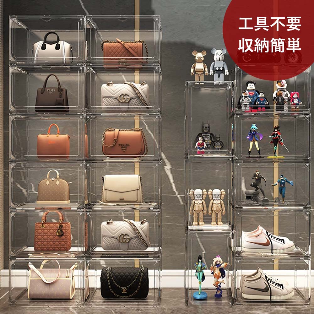 バッグをアクリルディスプレイで引き立たせる有 エムプラチック