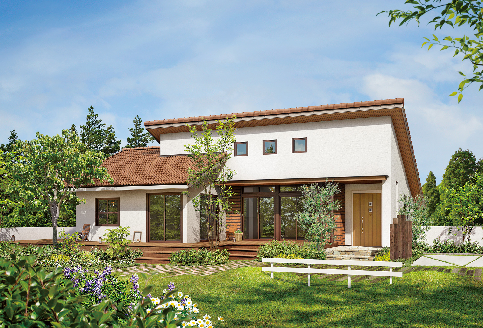 白を基調とした清潔感のある平屋の家│持ち家計画