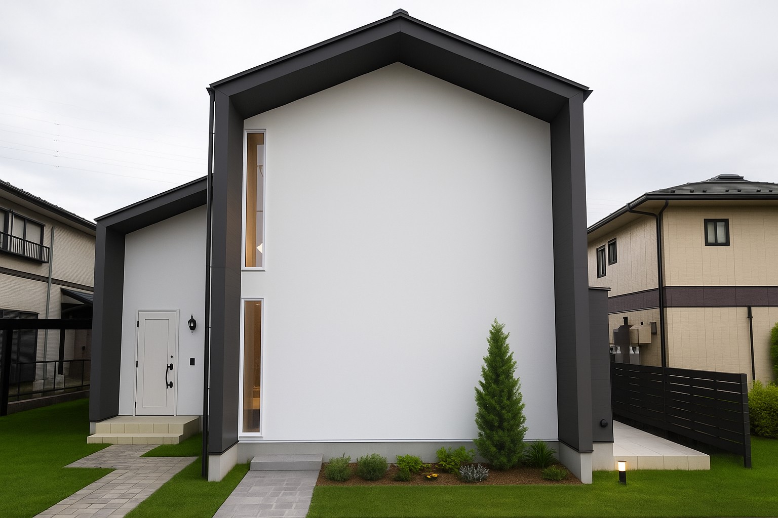 白い三角屋根の住まい」森に住む家AUS HOLZアウスホルツ