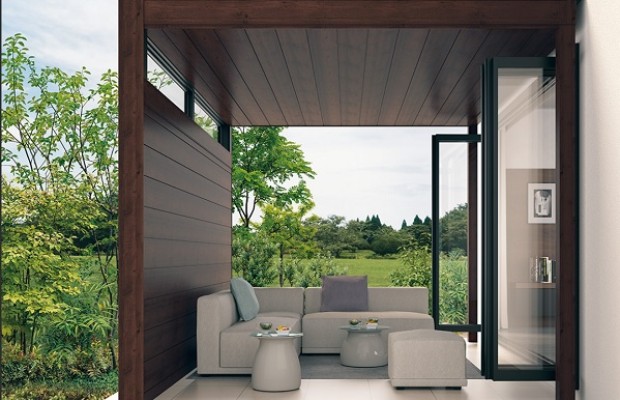 岡山県備前市O.Y 様、エフルージュ大型テラス 独立型3051 間口:5098mm 出幅:3000mm 屋根形状 フラット型 屋根 熱線遮断ポリカーボネート柱4本 積雪:20cmまでのテラス屋根・ベランダ屋根施工事例 事例No.7139- エクステリア工事キロ