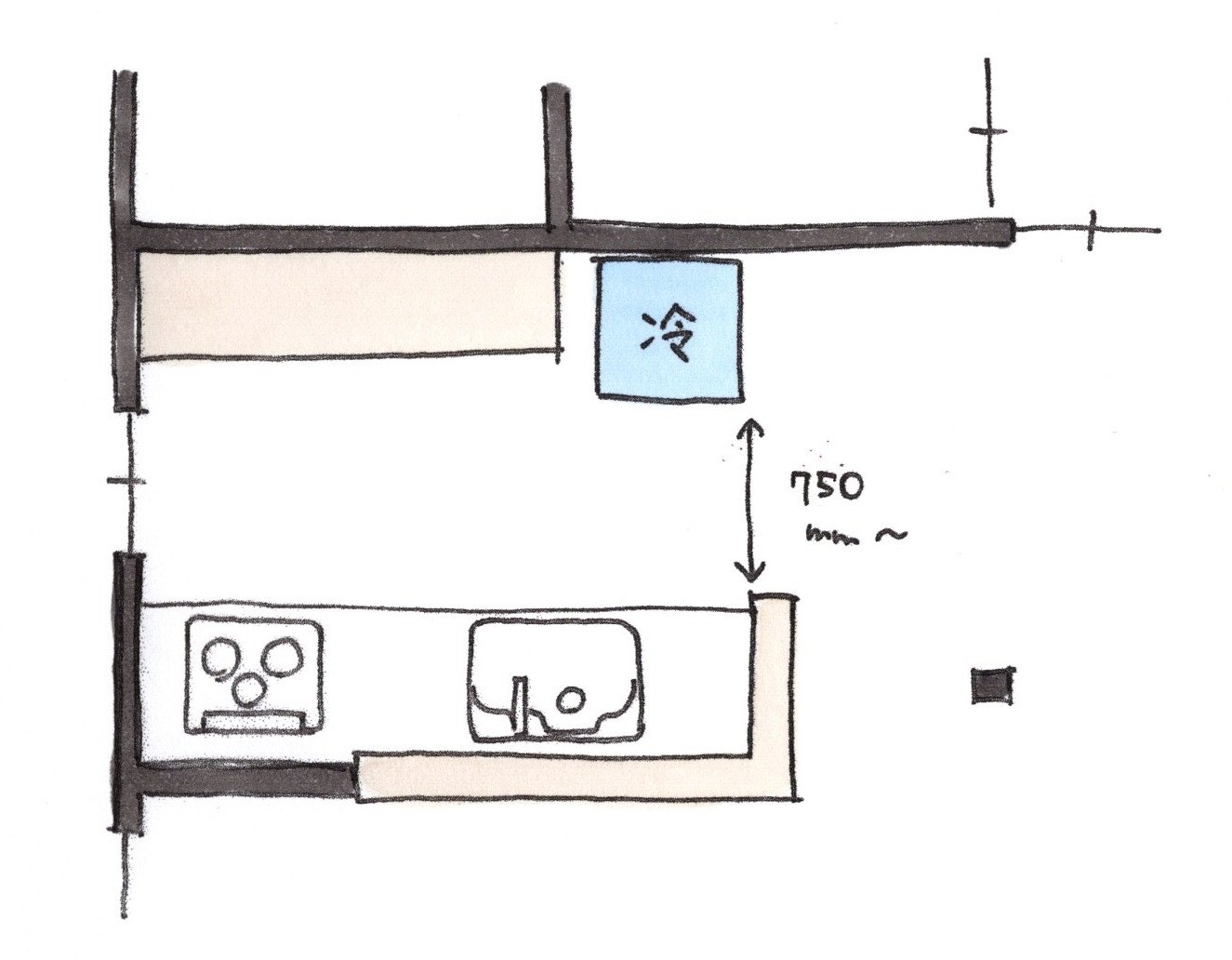 壁付けキッチンで自由なレイアウトが叶う 実例 10～12畳のLDを叶える便利でおしゃれなキッチン空間の作り方不二建設