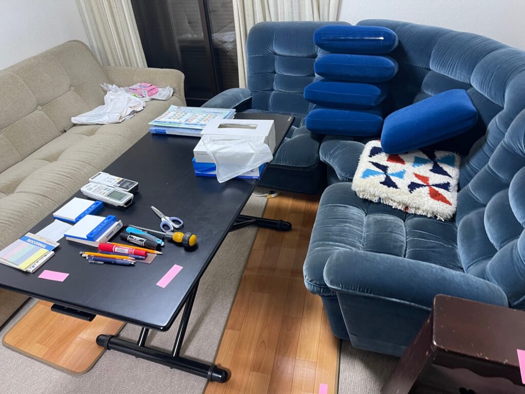 eee4492解体して配送 カリモク60 Kソファ カリモク60 Kチェア 2シーター 岡山