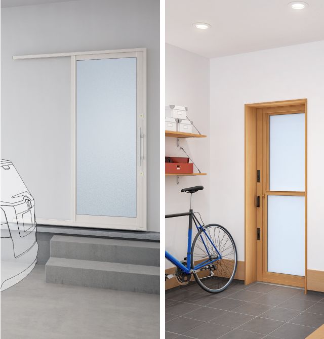 勝手口ドア 中桟腰パネル付 07418 サーモスL W780×H1830mm LIXIL リクシル アルミサッシ 樹脂サッシ 断熱 樹脂アルミ複合窓勝手口ドア リフォーム DIY