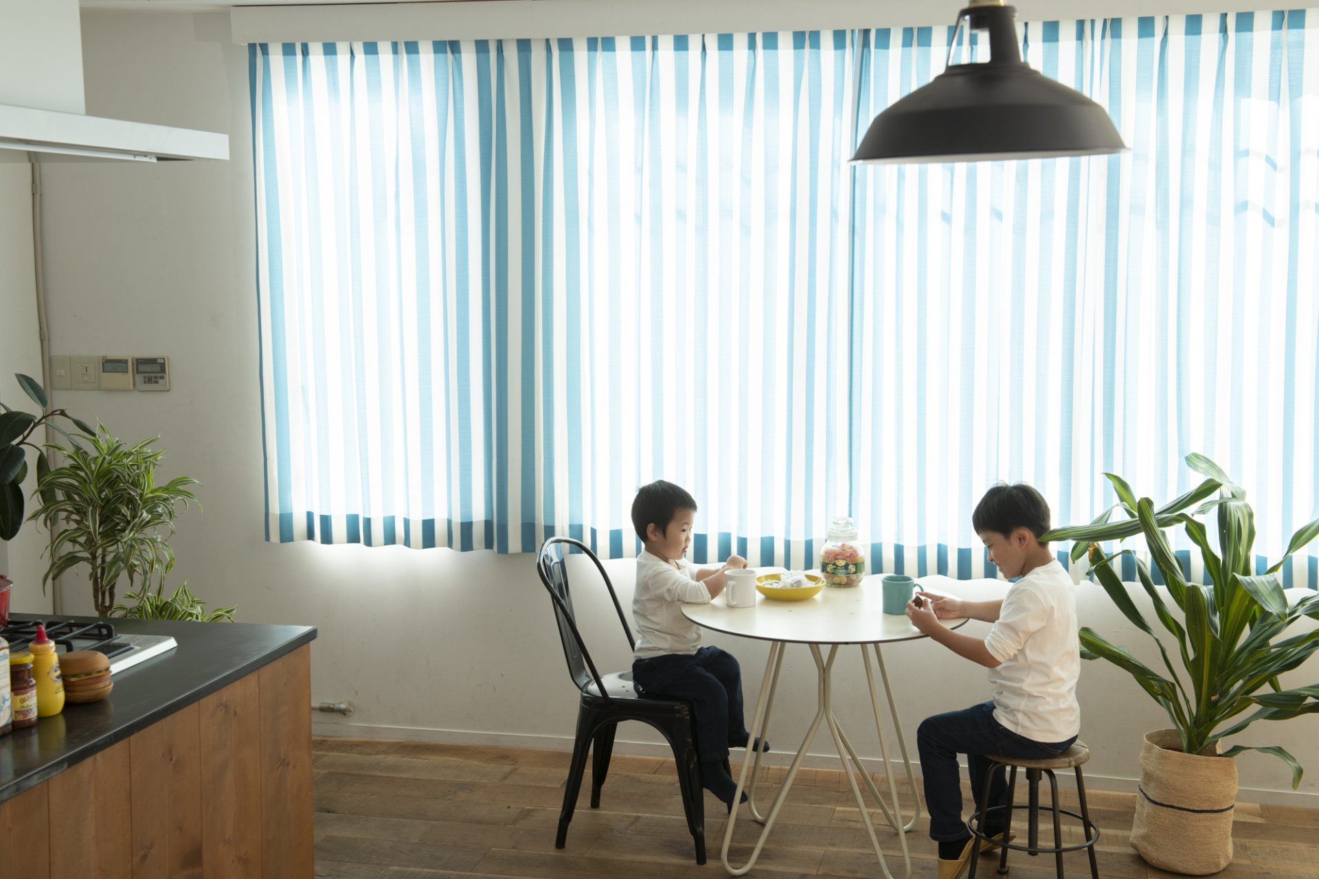 カフェカーテン ※AB2920 小窓カーテン カフェカーテン ロールアップカーテン ストライプ リネン風 おしゃれ