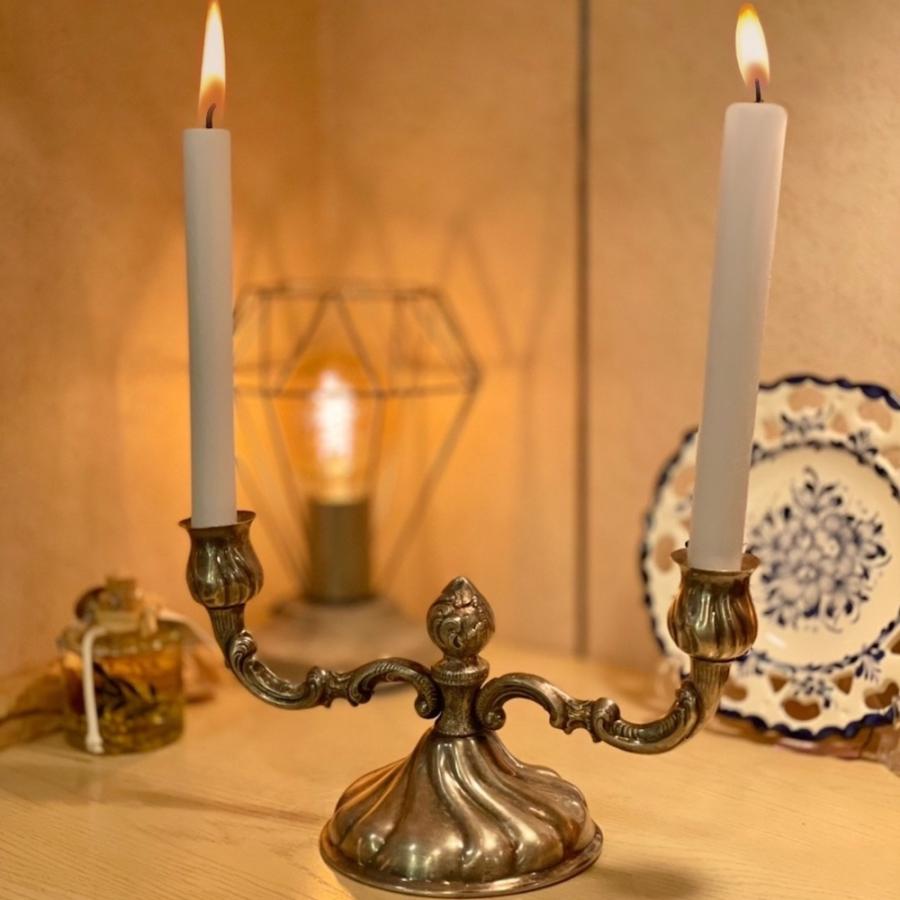 フランス アンティーク 琺瑯燭台 キャンドルスタンド アンティーク雑貨