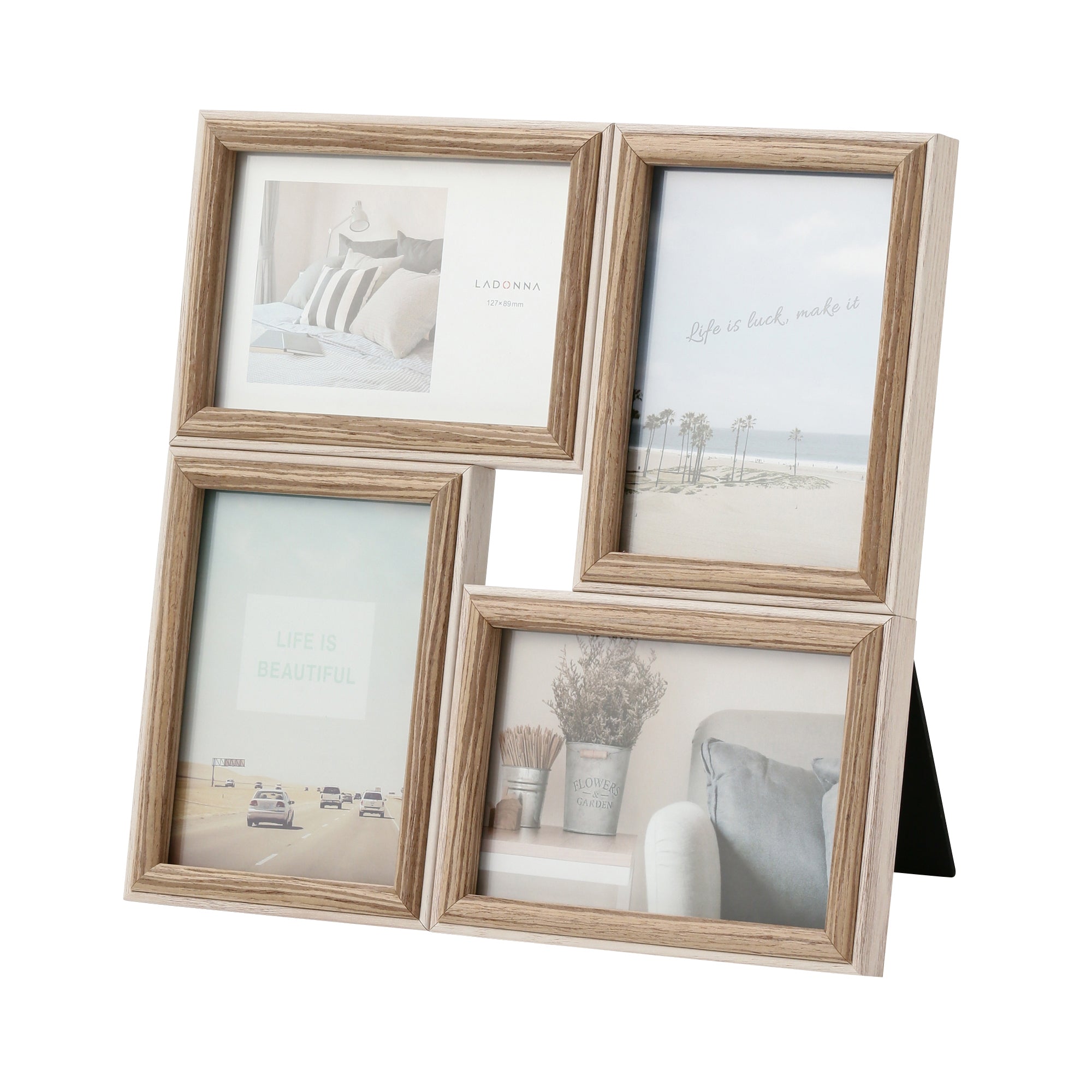 フォトフレーム 多面 4枚 壁掛け 卓上 写真立て NORD BRUN ノードブラン 四角フォトスタンド 写真フレーム 写真たて 正方形ましかくプリント 対応 縦 横 両用 モノトーン 4面 玄関 リビング 棚 インテリア おしゃれ かわいい:リビングート JREMALL店通販JRE