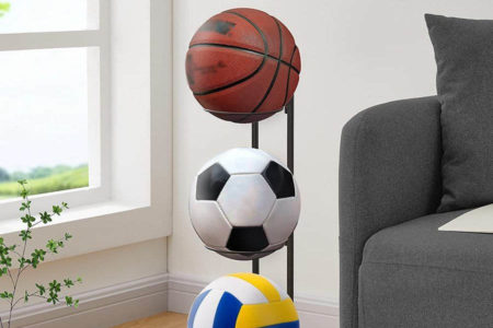 ボールスタンド サッカー バレー 玄関収納 ボールラック 見せる収納 整理 ボール収納 ボールラック 4段 ボールスタンド サッカー バレー 玄関収納ボールラック 見せる収納 便利 コンパクト ボールホルダー 収納かご