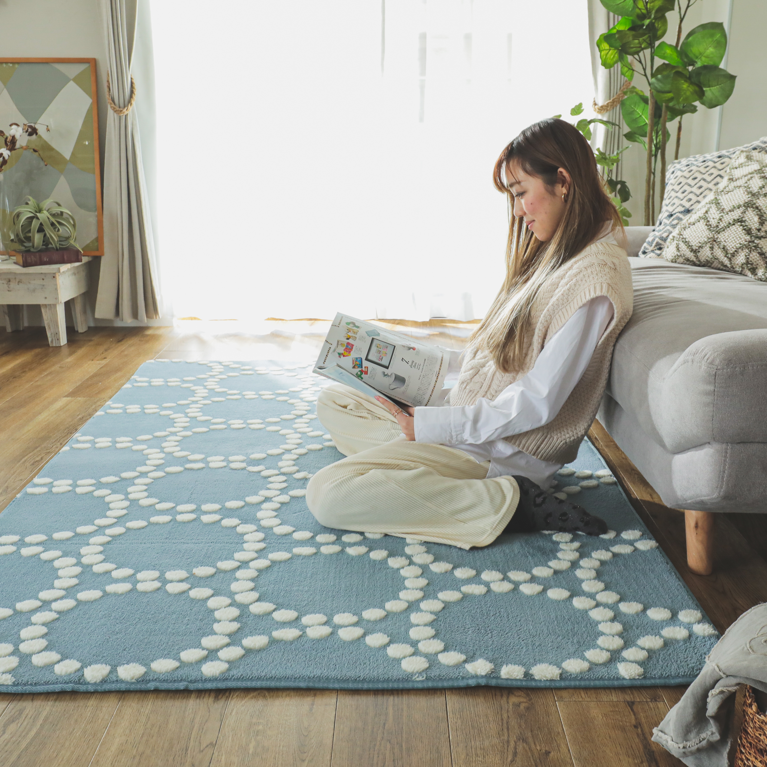 KMBIGNKカーペット 北欧風 幾何系の柄 シンプル デザイン ラグマット 洋室 和室 自宅 装飾品 友達 同僚へ カラー1 カーペット ラグラグマット モダン 絨毯 リビングラグ 1畳 かわいい 北欧 センターラグ 幾何学模様 レトロ マイクロファイバー 長方形 薄手 おしゃれ