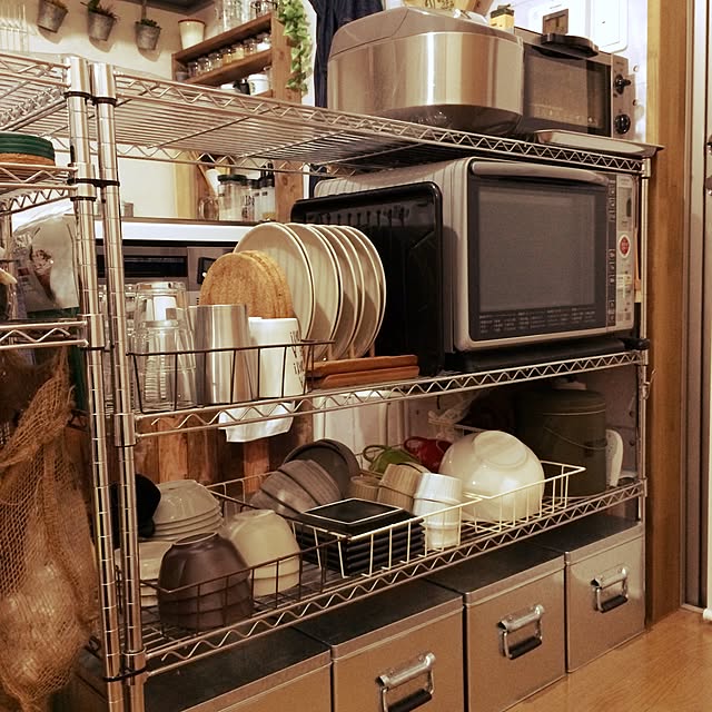 メタルラック スチールラック本体 キッチン収納ラック キャスター付きラック キッチン棚 - ラック 3段 幅45ｘ奥行31ｘ高さ74cmポール径12mm 防サビ加工 食器棚 家・職場・キッチン・倉庫などに大活躍 サビに強い メタルシェルフ AmazonAEEZO 3段 スチールラックメタル