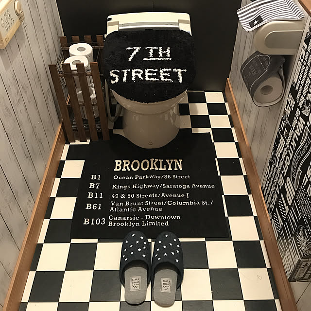 モノトーンリーフのトイレマット＆ふたカバースタイリクスオンラインショップ