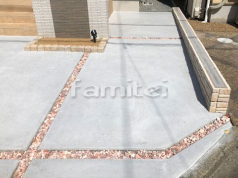 お庭のコンクリートに目地を入れておしゃれに施工しましょう静岡・神奈川県の新築外構工事の設計・施工のМＫプランニング