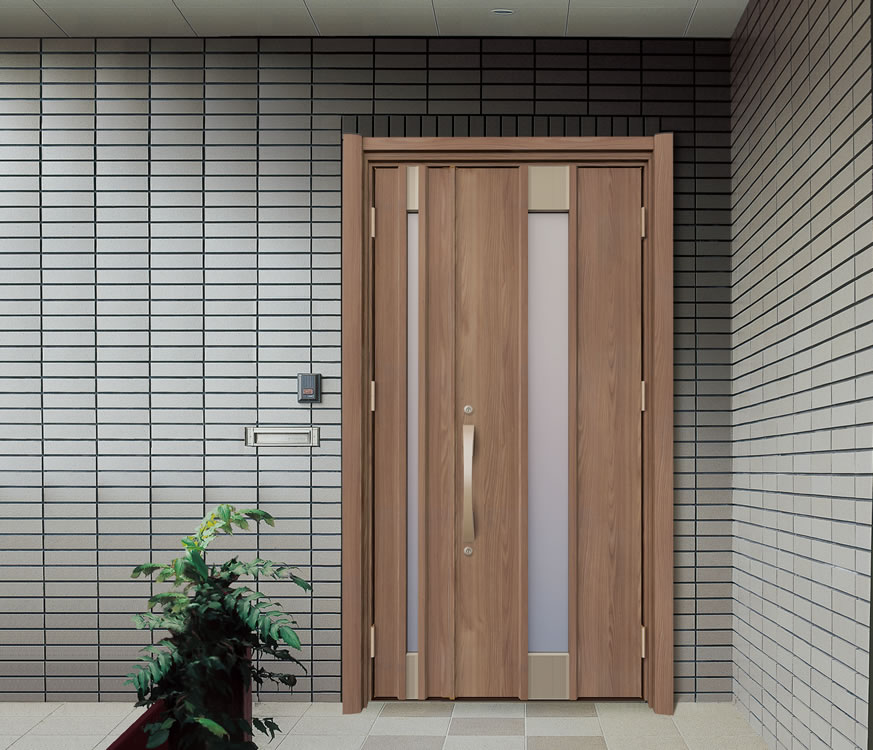 埼玉県Ｓ様邸 玄関ドアリフォーム 三協アルミ ノバリスＨ11シナモンエルム色 親子ドア玄関.jp
