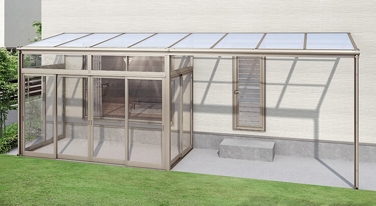 サンルーム 工事付 LIXIL サニージュ フラット屋根 本体+ 基本工事費込み ポリカ屋根材 床納まり 積雪20cmタイプLIXILサニージュテラス囲い 洗濯干し場 サンルーム ランドリールーム sunroom