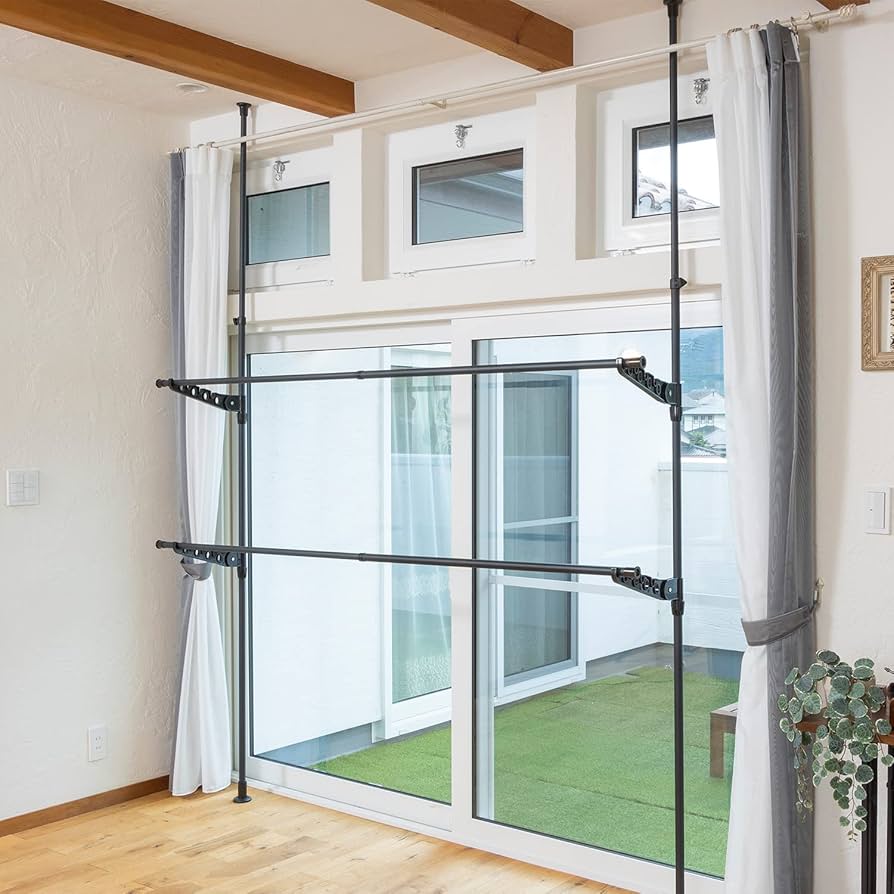 物干し 窓枠150cm～186cm対応 フレクリーン 室内物干し 部屋干し 窓枠 折りたたみ室内干し 省スペース FraClean 窓枠物干しM 竿 花粉対策 梅雨対策 出し入れ簡単 外から見えない 防犯 室内 洗濯 洗濯物干し