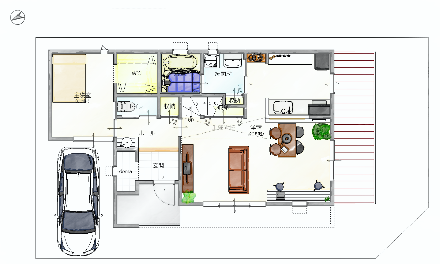 蒲郡の注文住宅 平面図と吹抜RIKYU リキュー一級建築士事務所西尾・蒲郡で注文住宅なら