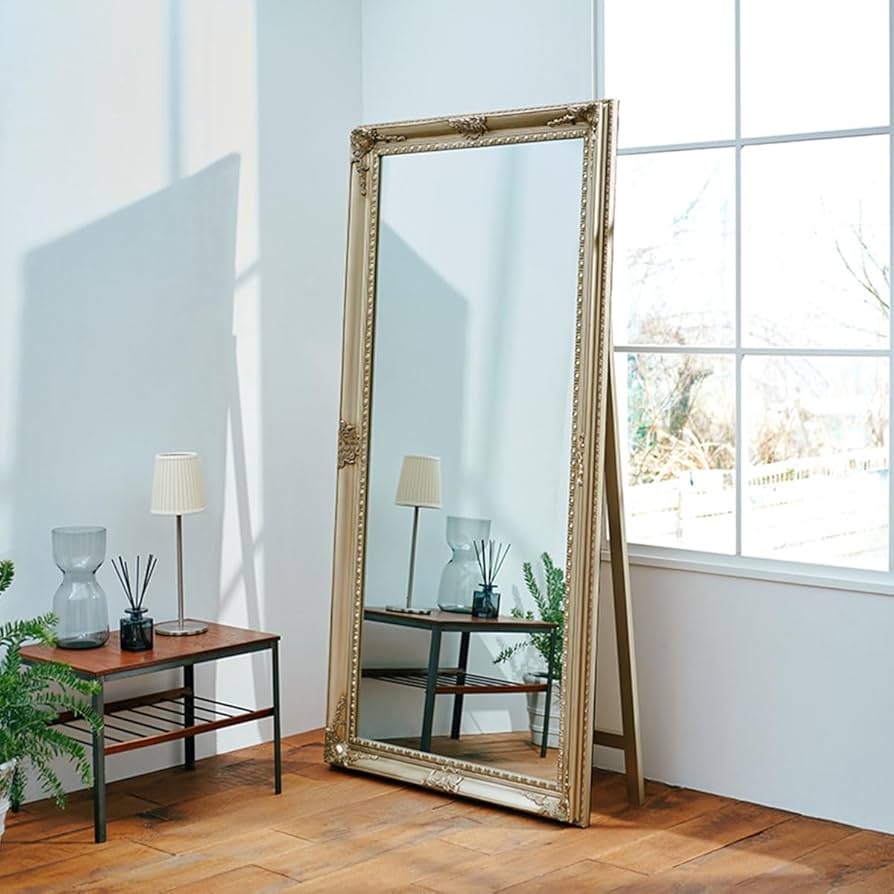 VeroMan ミラー 鏡 全身鏡 姿見 スタンドミラー ジャンボミラー 壁掛け 木製 大型 アンティーク ビンテージ シンプル おしゃれ 立て掛け韓国インテリア 韓国家具幅60cm 高さ160cmミラー韓国インテリアならVEROMAN HOMEヴェロマン ホーム
