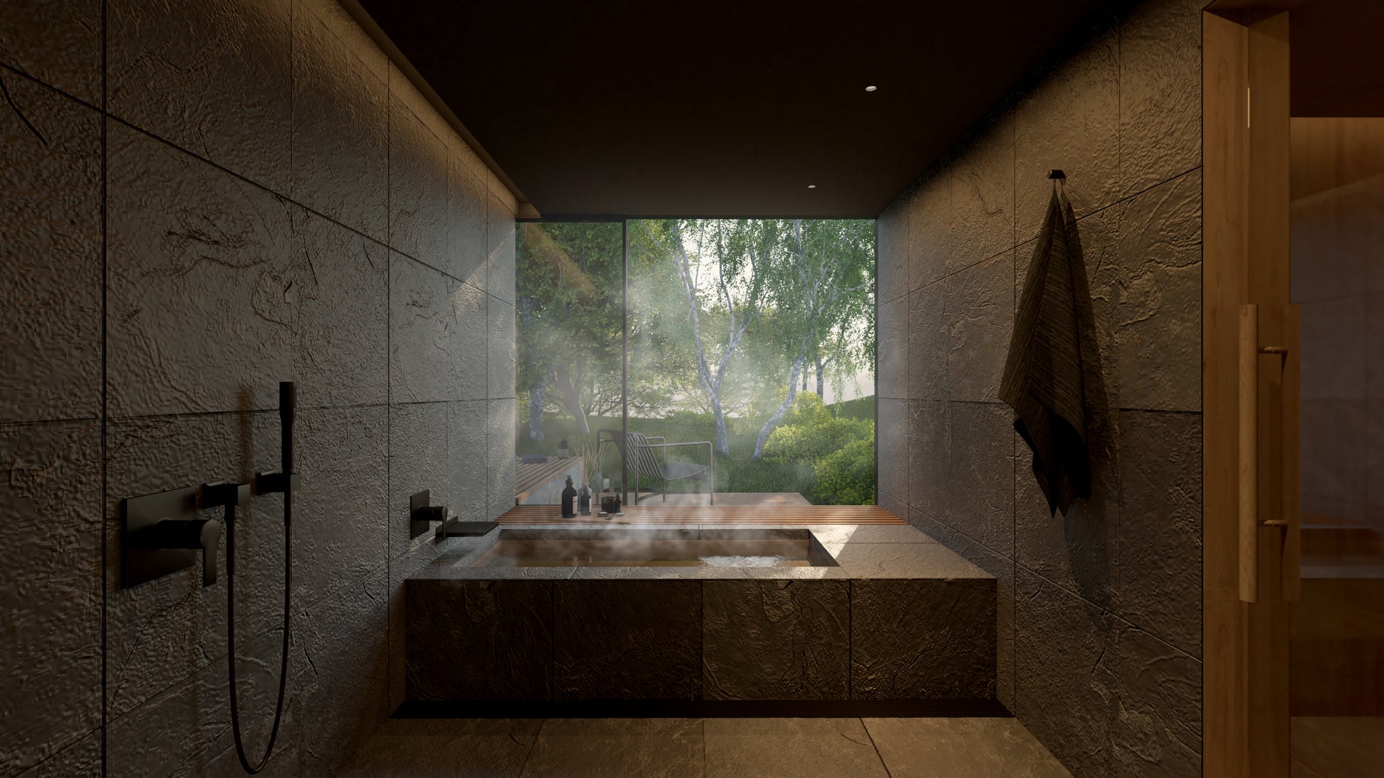 バスシステムデザイン研究所ワンポイントシート貼りユニットバスの壁一面にワンポイントとして 化粧シートを貼りました。貼るだけで浴室の雰囲気が一気に変わり、 一日で施工完了しますので、 模様替えを手軽にしたい方におすすめです！ またワンポイントを