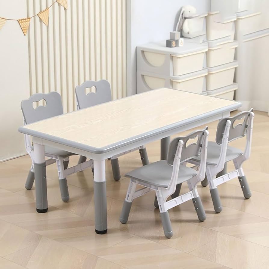 キッズテーブル＆4チェアセット 2～8歳用 、子供用机と4椅子の