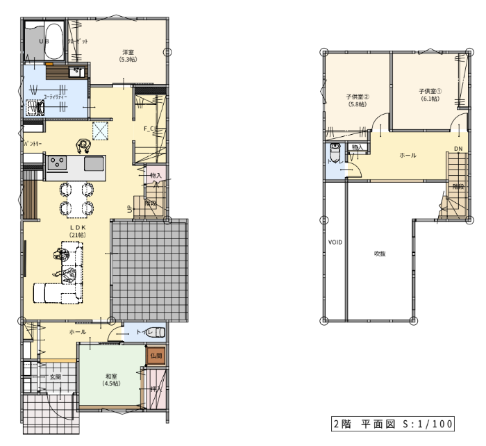 30坪 3LDKの2階建てプラン 和室を設けた癒しのお家「安心な家」ウスイホーム 横須賀・横浜・湘南の土地探し、注文住宅ならウスイホーム