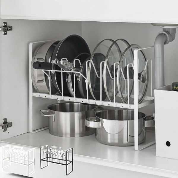 Qoo10キッチン収納ラック 鍋収納棚 選べる２色