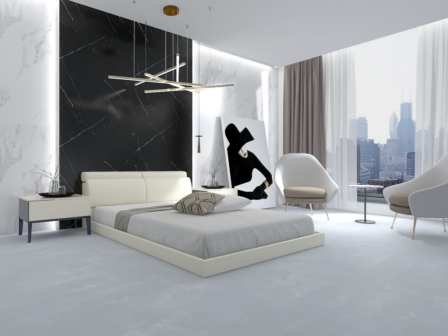 シンメトリーがポイントのホテルライクなモダンベッドルームコーデ ルームツアー公式 LOWYA ロウヤ家具・インテリアのオンライン通販