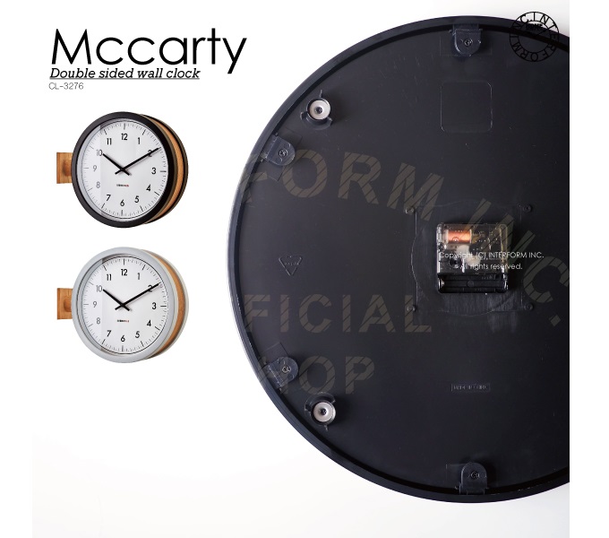 両面時計 ダブルフェイスクロック 壁掛け時計 おしゃれ 北欧 シンプルモダン ミニマル スイープムーブメント インターフォルム INTERFORMマデト Madeto グレー INTERFORM 掛時計 おしゃれ 両面時計 壁掛け スイーブムーブメント 連続秒針 インターフォルム Madetoマデト