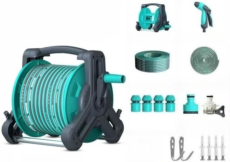 家庭用 ホース 散水ホースリール ホース おしゃれ 屋外 洗車 壁掛け式＆床置き式 高圧洗浄 散水ホース 家庭菜園 掃除 庭 洗車 IRISOHYAMA ホース ホースリール 50m 散水ホース 洗車ホース おしゃれ アイリスオーヤマ 散水 水まき ガーデニング 庭 水撒きホース 園芸 花