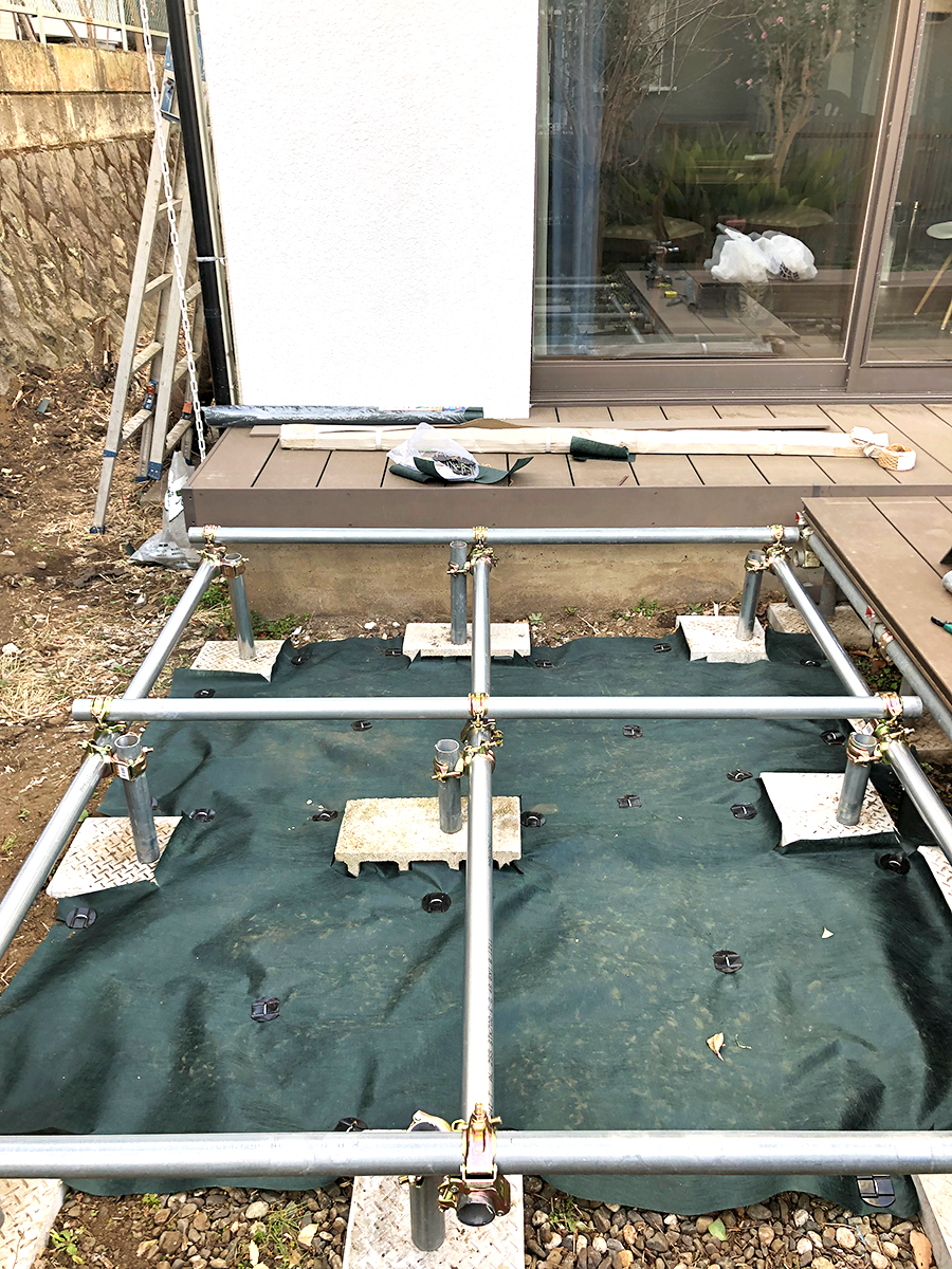 単管パイプで作るウッドデッキウッドデッキのDIYリーベ