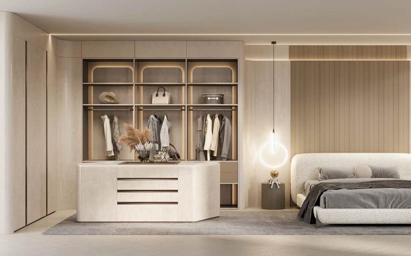 QVK Woo オーガナイザー ウォークインクローゼット 木製引き出し3個とドレッサーサイレントレール付き 万能