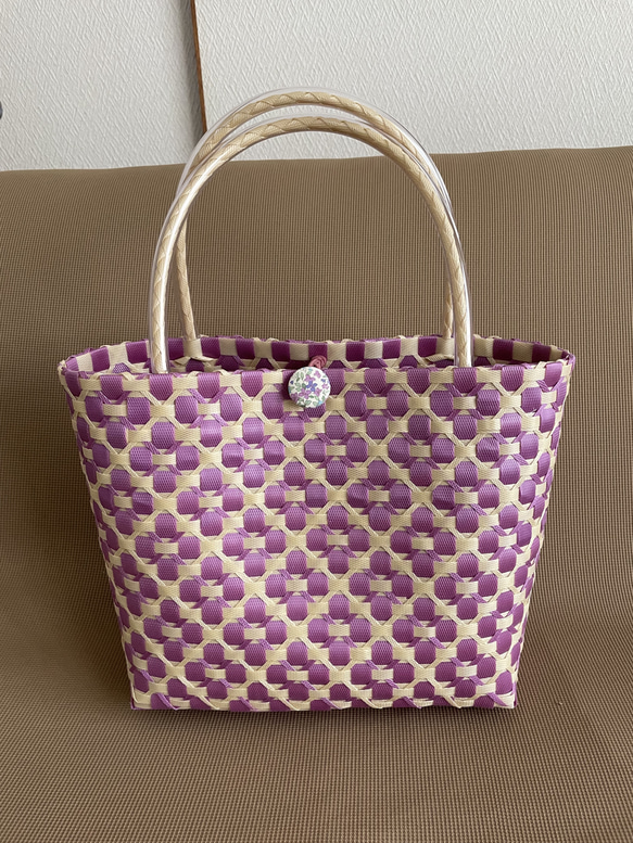 プラかごバッグ プラカゴ PPバンド ハンドメイド 花柄 黒 白 ブラックの通販 by coco❤︎フォロー割実施中❣️ ラクマ