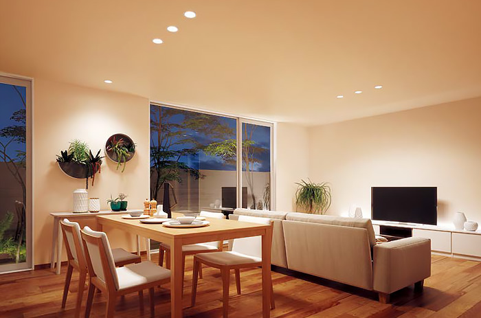 建築実例23選 ダウンライトのレイアウトを工夫しておしゃれな空間に注文住宅ブルーハウスデザイン・性能・リゾートライフ、愛知、名古屋、豊橋、豊川、岐阜ならお任せください