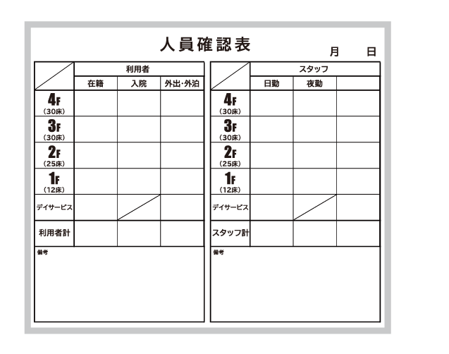 管理用ボード就労表】ホワイトボード 450×600 | あしばバンク