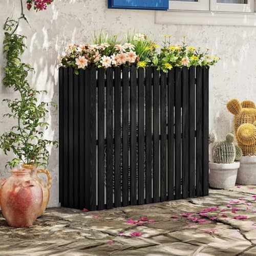 f送料無料花・ガーデン・DIY エアコン室外機カバー 日よけカバー 木製 天然木製 エアコンカバー エクステリア DIY モダン 縦ストライプ室外機 省エネ 節約 代引不可smtb-f送料無料