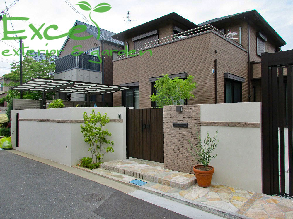 静岡市 モダン 塀 タイル フェンス - エクステリアは中部建商株式会社静岡市エクステリアのプロ集団