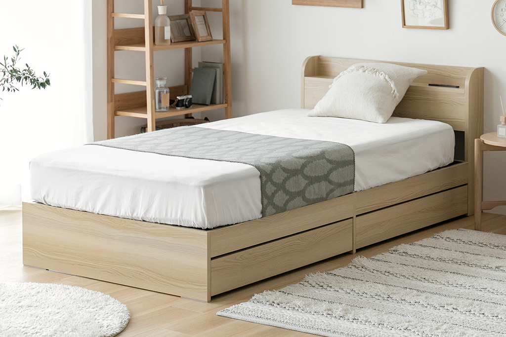 収納ベッド、壁面収納のベッドはRenofurniture リノファニチャー