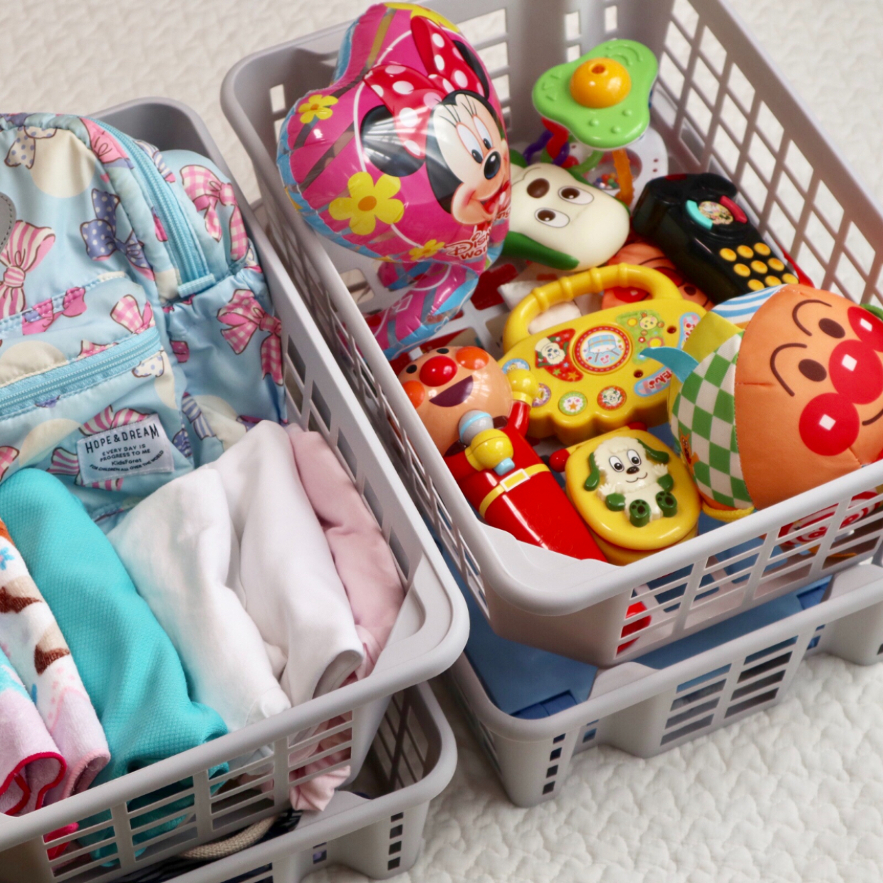 ダイソー 「ホッピングバッグ」が優秀すぎ！洗濯物入れ、一時置き場、おもちゃ入れなどマルチに使える