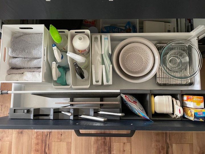 楽天市場 シンク下 引き出し 収納ラック 幅伸縮式 「Lサイズ」 ステンレス棚 燕三条製 川口工器シンク下収納 引出し スライドラック シンク下スライド棚 ラック 収納 キッチン収納 キッチンラック コンロ下収納 システムキッチン 日本製: 川口工器オンライン 楽天