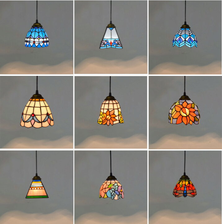 ペンダントライト ステンドグラス アンティーク レトロ ガラス アイアン おしゃれ かわいい ステンドペンダントランプ PTitn6896ギギliving