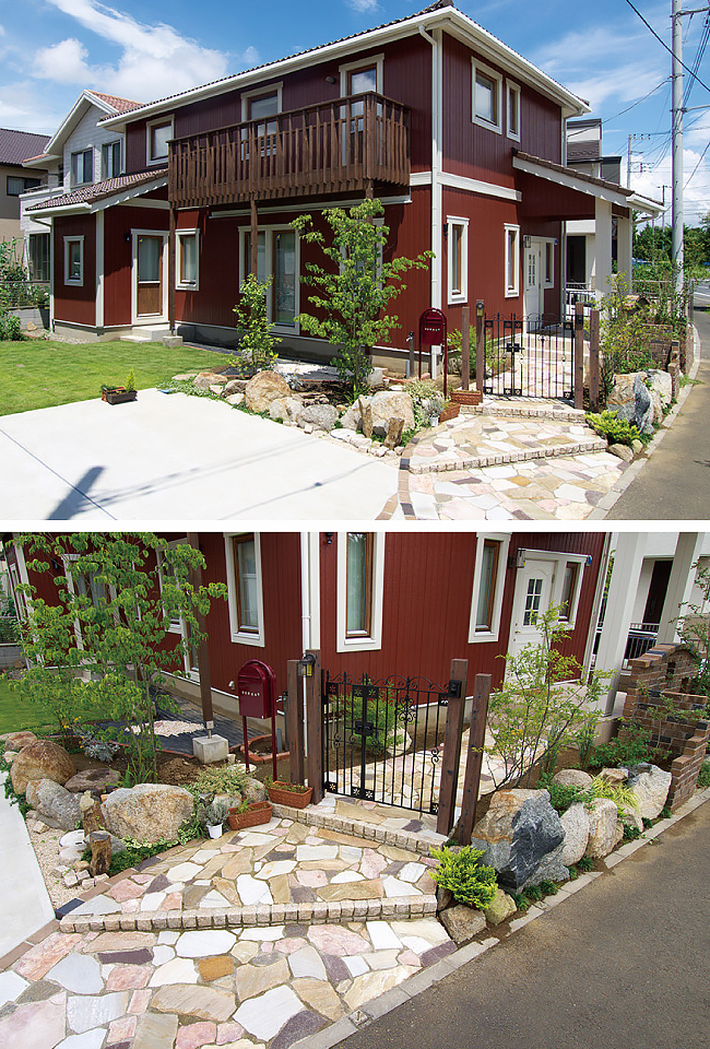 ヨーロッパの石畳風玄関ポーチ茨城の片隅でフランス生活