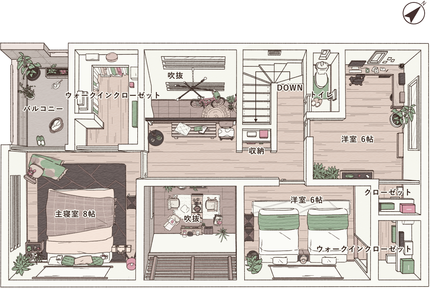 20坪 豊富な収納とアウトドアリビングがある間取り横浜の狭小住宅・二世帯住宅・注文住宅の間取りは中鉢建設