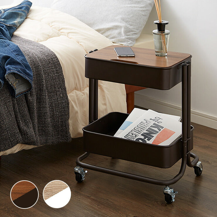 木製マルチワゴン トレー付き 3段 キッチンワゴン キャスター付き 天板付き 天板リバーシブル 可動棚 マルチテーブルワゴン キッチン収納 リビング収納収納ラック 隙間収納 すきま収納 隙間ラック おしゃれ シンプル 北欧 ナチュラル 木製 天然木 カバ材 樺材 メラミン