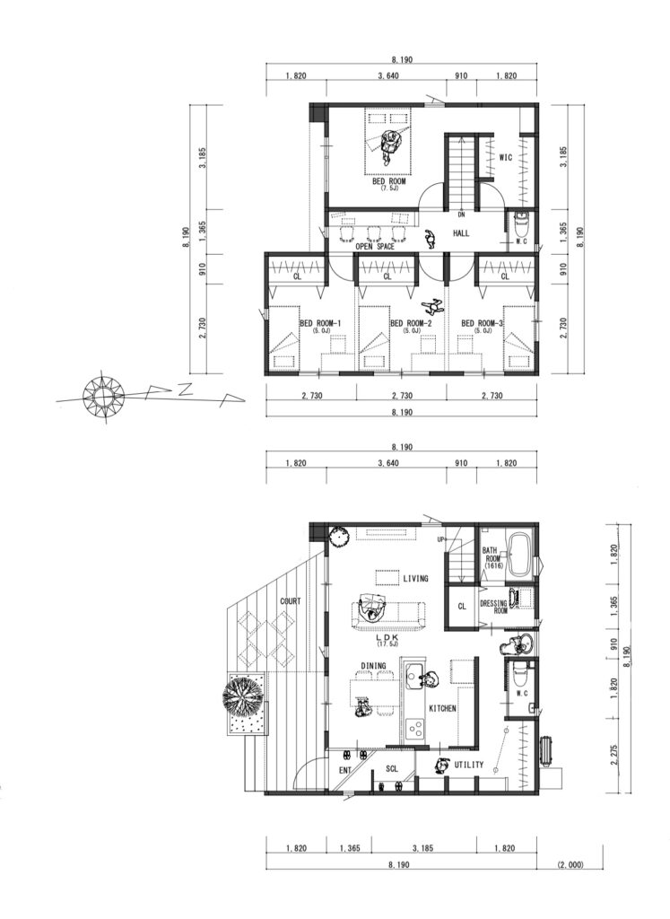 間取り・注文住宅プラン 一階と二階に書斎コーナーを設けたリモートワークにも便利な3LDKの間取り – メガソフト株式会社