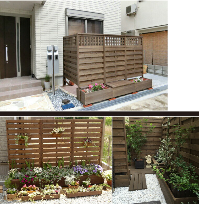 目隠し フェンス プランター付きフェンス ベランダ 屋外 目隠しフェンス 木目調 置くだけ マンション 庭 自立 樹脂 固定 diy フェンス目隠しパーティション おしゃれ ウッドデッキパネル 簡単