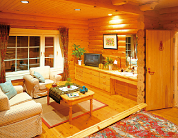 モダンインテリアが新鮮なコンパクトな平屋ログ ログハウスのTALO